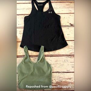 Bundle of two tanks! Under Armour Sports & All in Motion green tank/sports bra